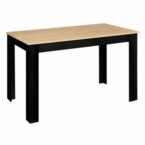 Table à manger rectangle ROZY 6 personnes noire plateau façon hêtre 110 cm