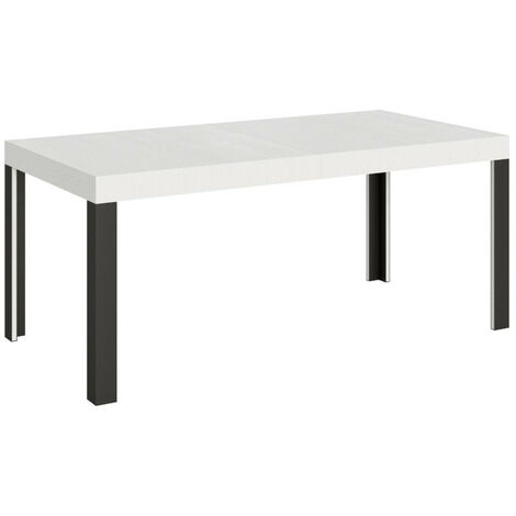 Table à manger rectangulaire blanc et pieds métal gris foncé Liva 160 cm