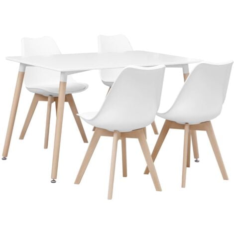 Table à manger scandinave pieds bois 4 chaises