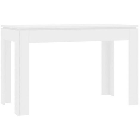 Table à manger rectangulaire bois blanc brillant Jonan 120 cm