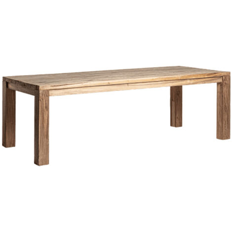 Table à manger rectangulaire bois massif naturel vieilli style colonial Rubha 240cm