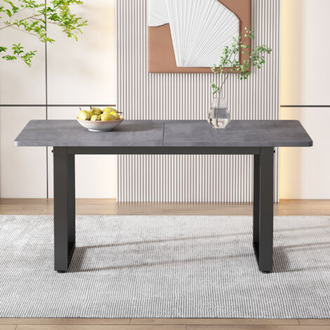 Table à manger rectangulaire de style industriel avec structure en acier, gris, 140x70x75 cm
