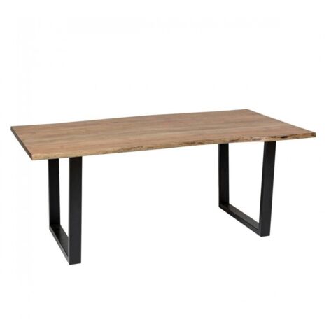 Table à manger rectangulaire en Bois d'Acacia avec pieds en métal - Longueur 200 x Profondeur 100 x Hauteur 76 cm