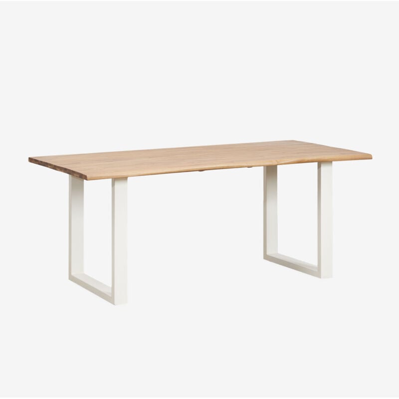 Table à manger rectangulaire en bois d'acacia et en acier (180x90 cm) Maupi SKLUM Blanc Gardenia
