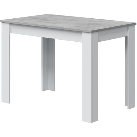 Table à manger rectangulaire en mélamine coloris blanc effet ciment - Longueur 109 x Profondeur 67 x Hauteur 78 cm -PEGANE-