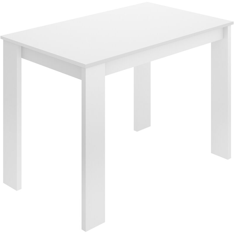 Pegane - Table à manger rectangulaire en panneaux de particules mélaminés coloris blanc - Longueur 110 x Profondeur 67 x Hauteur 77 cm