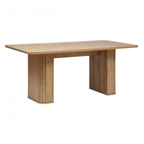 Table à manger rectangulaire en placage effet bois - Longueur 180 x Profondeur 90 x Hauteur 75 cm