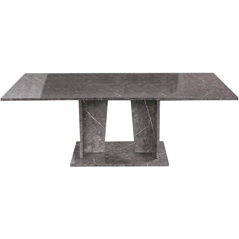Table à manger rectangulaire extensible bois gris effet marbre vernis Botela 180 à 225cm