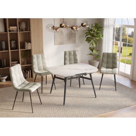 Table à manger rectangulaire extensible effet marbre 120-180 cm