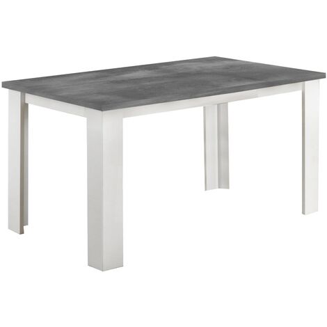 Table à manger rectangulaire gris béton et blanc brillant Sting 160cm