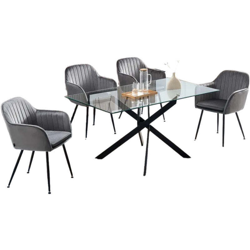 Homy France - Table Repas jessica verre 150x90 cm 4 à 6 couverts