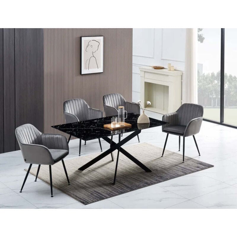 Homy France - Table Repas jessica xxl verre 180x90 cm 6 à 8 couverts