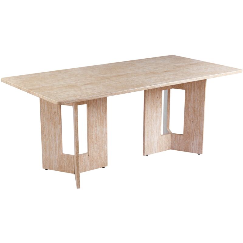 Table à manger rectangulaire Roselia 90x180cm Effet travertin Beige