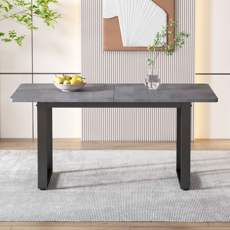 Hauss Spole - Table basse 140x70x75cm, table à manger rectangulaire, fer décontracté, gris