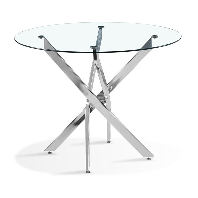 Table à manger ronde 100cm design en verre - Orion