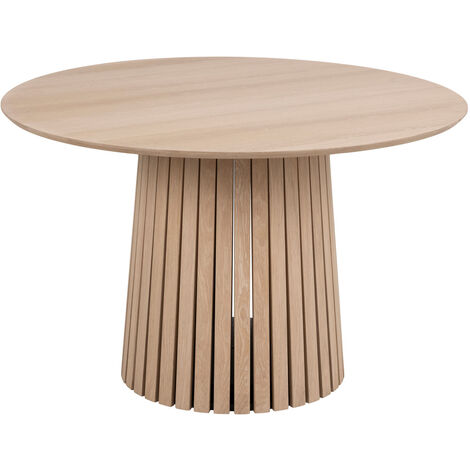 Table à manger ronde 120x120x75 cm décor chêne blanchi