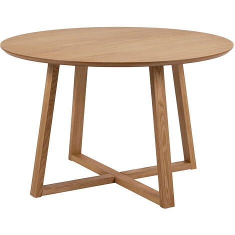 Table à manger ronde 120x120x75 cm décor chêne - MALIK