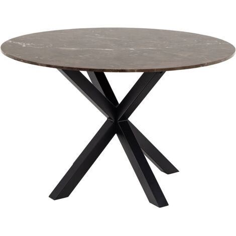 Table à manger ronde 120x120x75,5 cm en marbre marron - BUGGIO