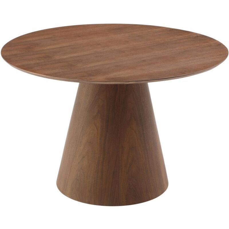Vente-unique - Table à manger ronde 4 personnes placage noyer - Naturel foncé - antaliza