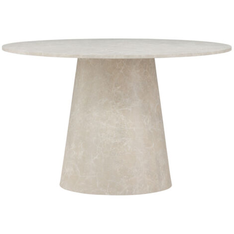 Table à manger ronde 4 personnes effet marbre MDF – Diamètre 120 cm – Hauteur 75 cm – Design contemporain avec pied central conique