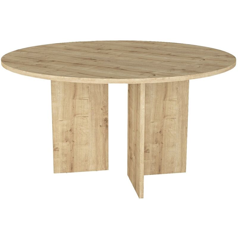 Table à manger ronde 6 personnes - Naturel clair - TOPANIA