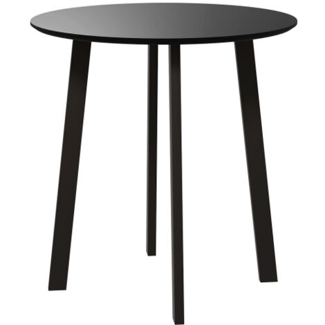 Table à manger ronde 72x75 cm avec pieds en métal inclinés, en MDF, noir