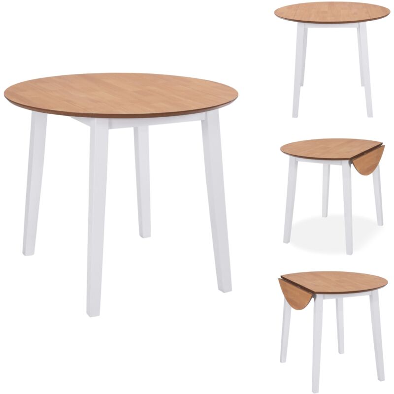 Vidaxl - Table à manger ronde à abattant mdf blanc - Table à Manger - Table Ronde - Table Extensible - Table Pliable - Table à Abattant