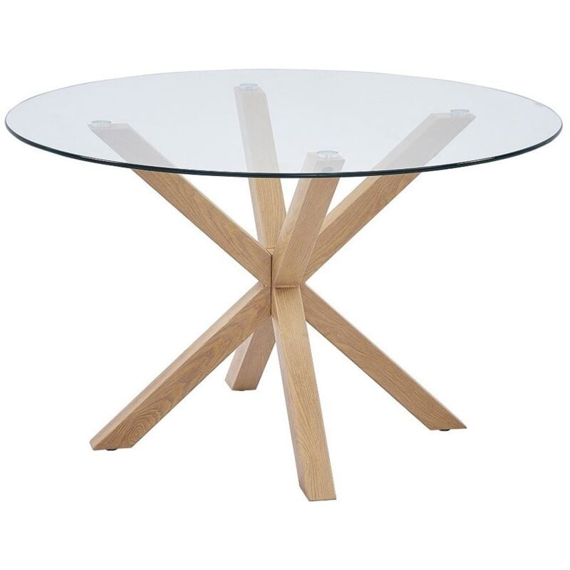 Meublorama - Table à manger ronde alex, ø120cm - verre et métal- Style Moderne