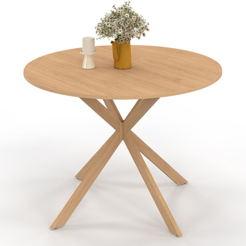 Idmarket - Table à manger ronde alix 6 personnes pied araignée bois effet hêtre 110 cm