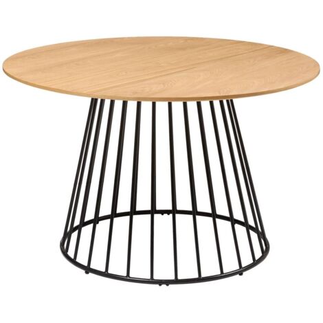 Table à manger ronde avec pieds en métal noir - Diamètre 120 x Hauteur 75 cm