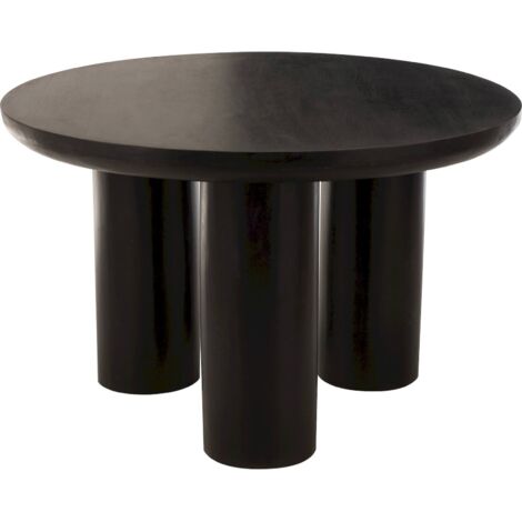 Table à manger ronde bois de manguier noir design contemporain - Noir bois de manguier
