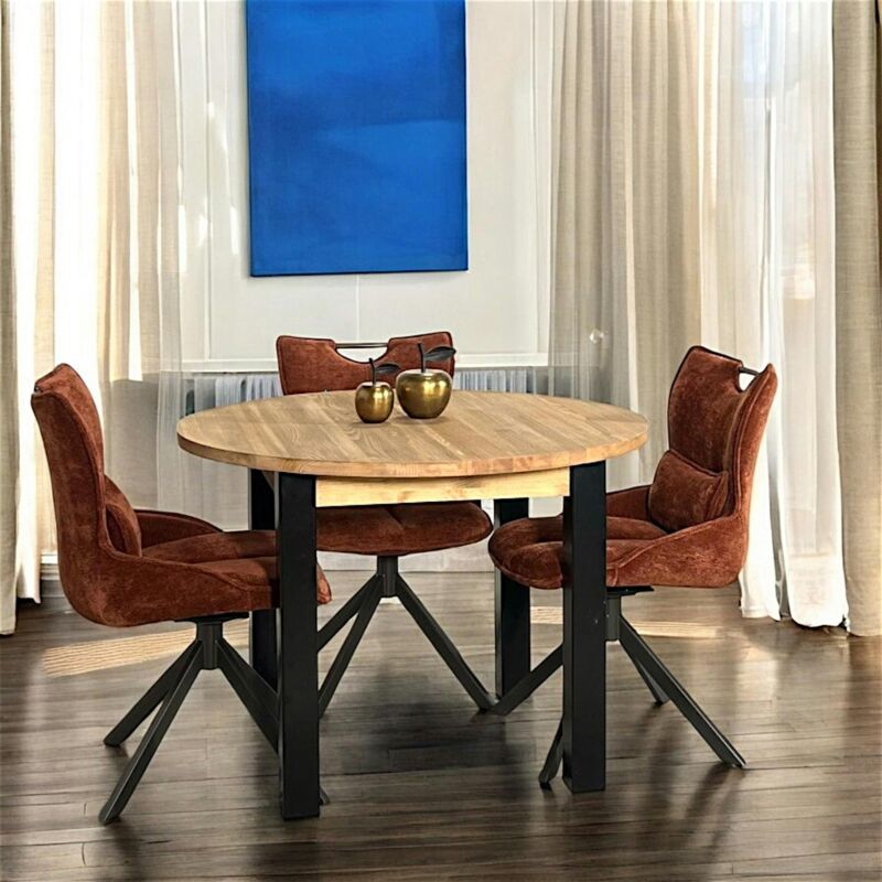 Pier Import - Table à manger ronde bois massif 110-150 loundge (avec 1 allonge)