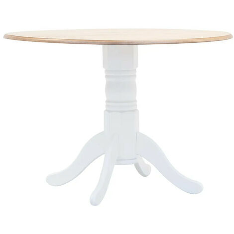 Table à manger ronde chêne clair et hévéa massif blanc Nyca