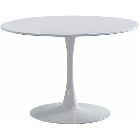 Table à manger ronde coloris blanc - Diamètre 110 x Hauteur 75 cm -PEGANE-