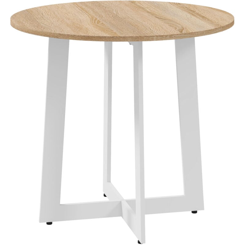 MH - Table à manger ronde daphne bois et blanc