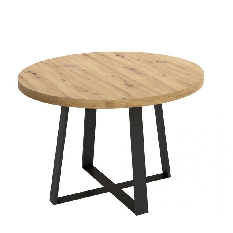 Befara - table à manger ronde de style industriel croud