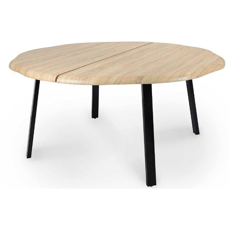 Table à manger ronde design industriel 6-8 personnes en bois DAYANA - bois clair