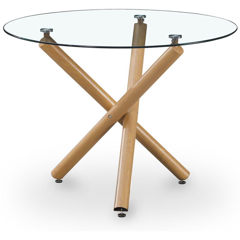 Privatefloor - Table à Manger Ronde - Design Scandinave - 4/5 Couverts - Tesfa Naturel Privatefloor - Table à Manger Ronde - Design Scandinave - 4/5 Couverts - Tesfa Naturel