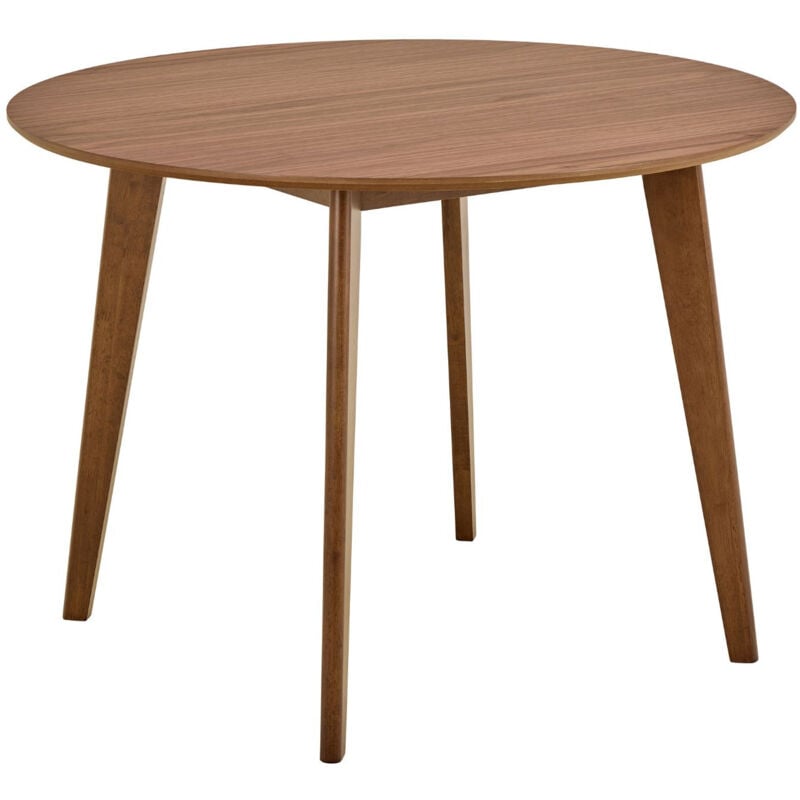Hellin - Table à manger ronde en bois D105 noyer 4 places - leta