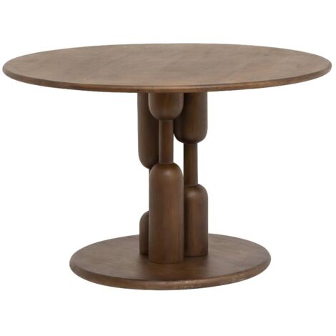 MADE IN MEUBLES Table à manger ronde en bois de manguier Zola