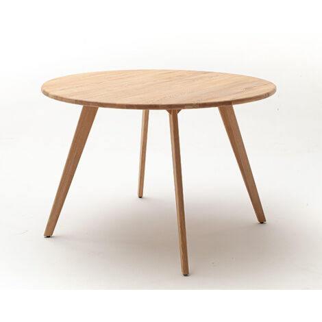 Table à manger ronde en bois massif huilé coloris chêne sauvage - diamètre 120 x hauteur 76 cm