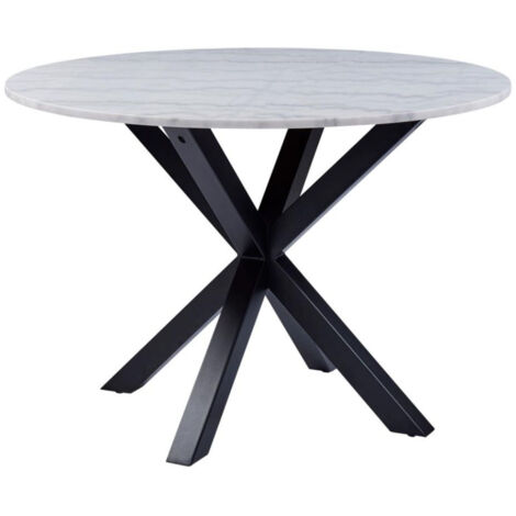Table à manger ronde en marbre blanc L110 4 personnes - NEIVA