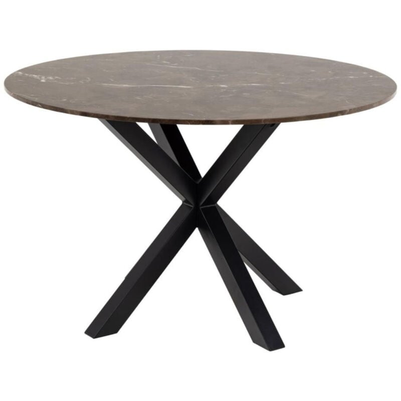 Hellin - Table à manger ronde en marbre marron L120 6 personnes - neiva