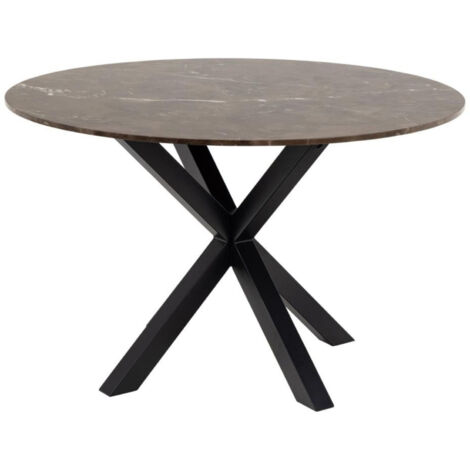 Table à manger ronde en marbre marron L120 6 personnes - NEIVA