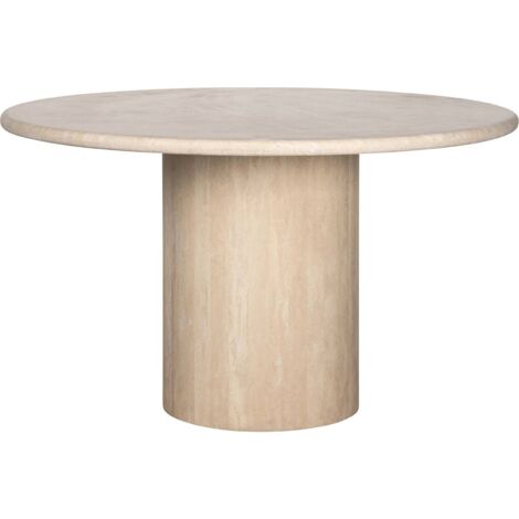 Table à manger ronde en travertin beige style renaissance - beige travertin naturel
