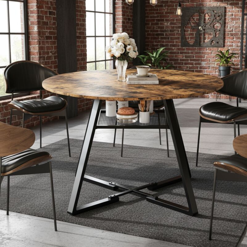 Table à Manger Ronde Extensible 120-140 cm - 4-6 Personnes