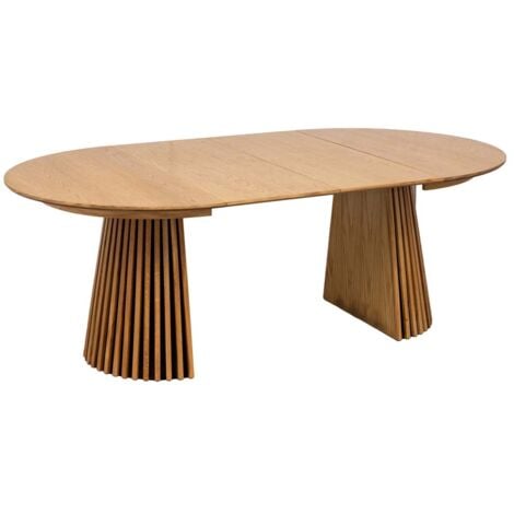 EBUY24 Table à manger ronde extensible 120-160-200 cm décor chêne naturel