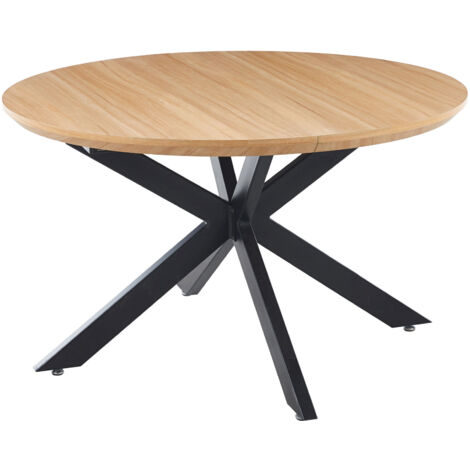 Table à manger ronde extensible Cross 130 - 170 - 210 X 130 cm Chêne / Noir.