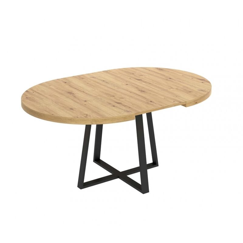Befara - table à manger ronde extensible design industriel edison