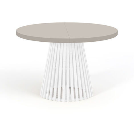 Table à manger ronde extensible DOVER avec lamelles, diamètre : 90 / 140 cm, couleur : cachemire / blanc